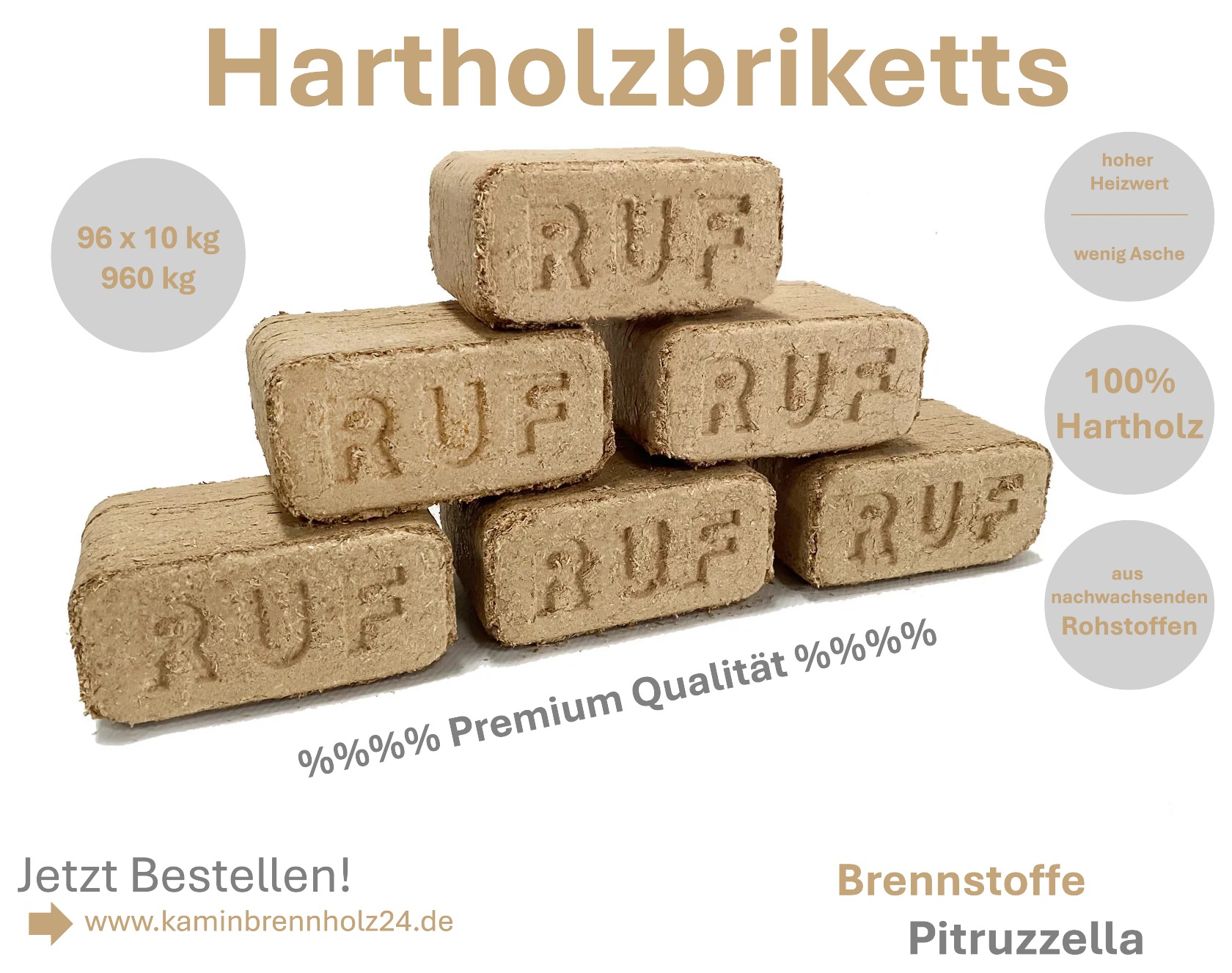 Hartholzbriketts Original RUF Buche-Esche Premium