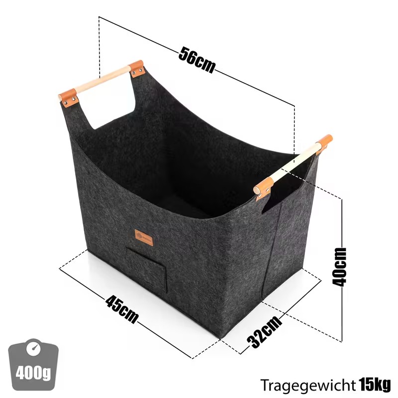 Extra großer Holzkorb für Kaminholz