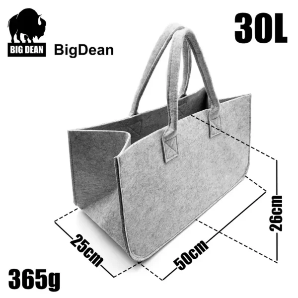 Filztasche groß in Hellgrau für Kaminholz