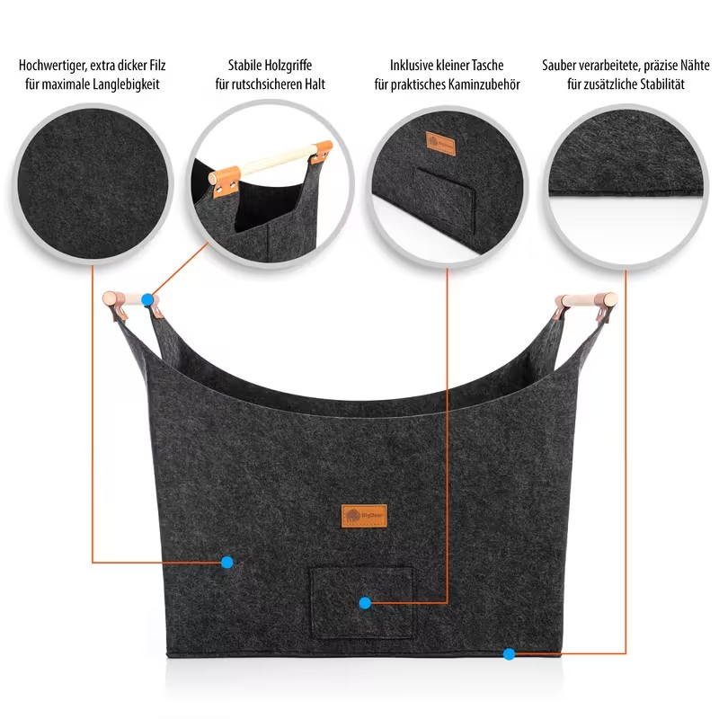 Extra großer Holzkorb für Kaminholz